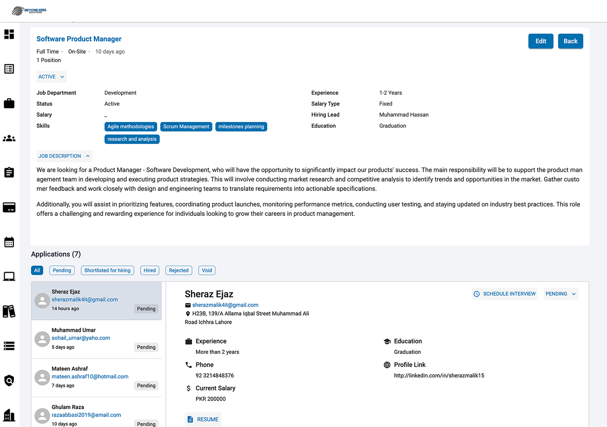 screenshot of ErisHR One